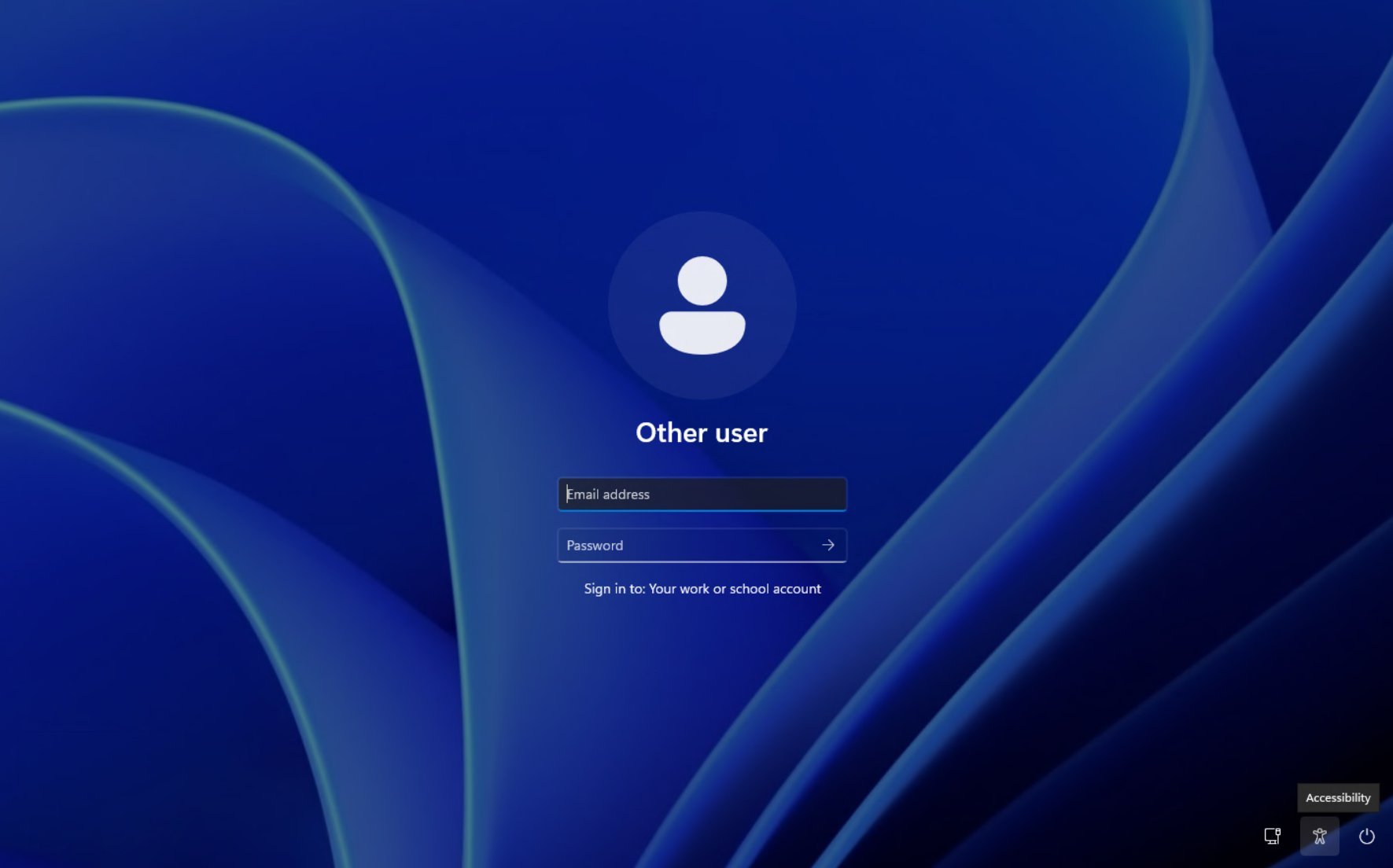 Windows sign-in screen for the new directory