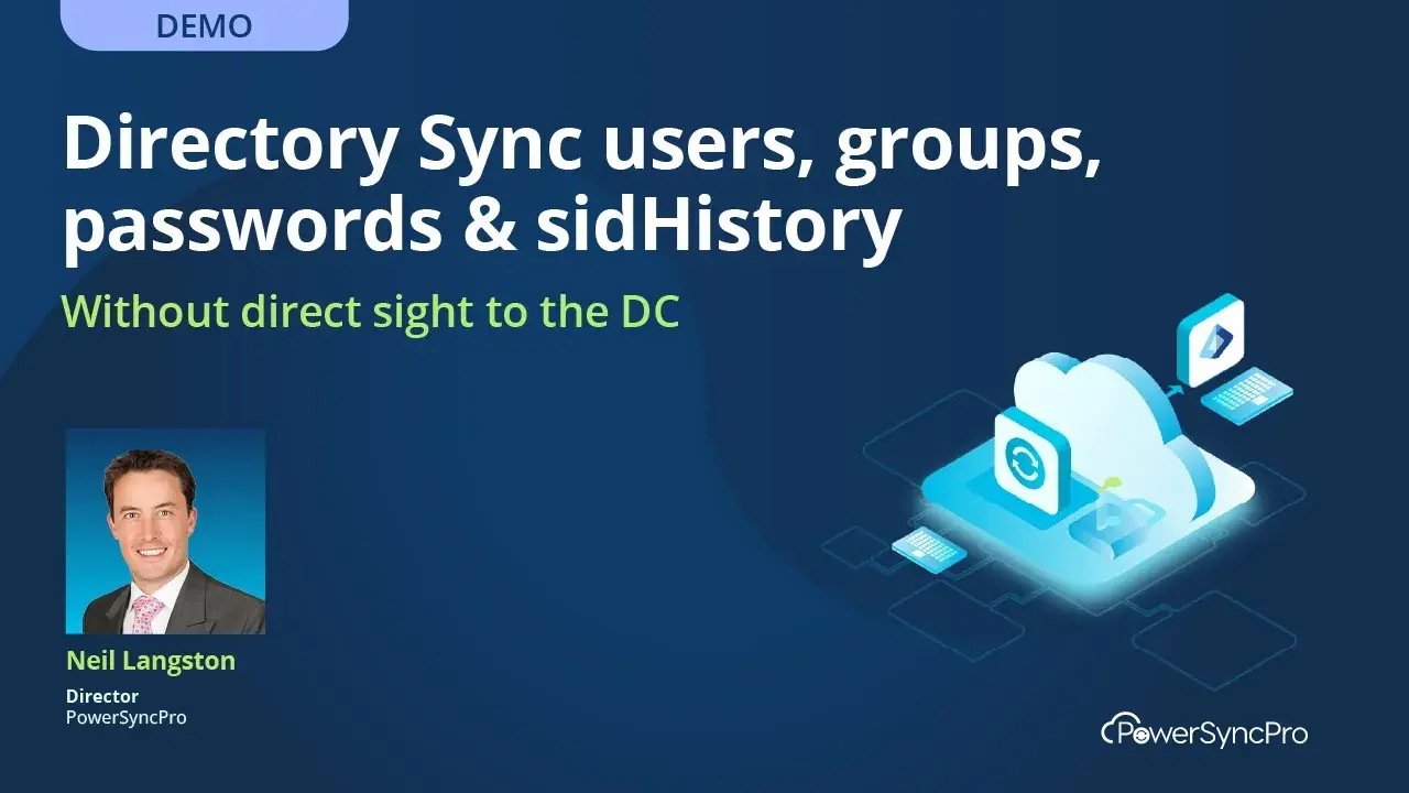 <h5>Directory sync users, group, passwords, sidHistory without direct line of sight to the DC.</h5>